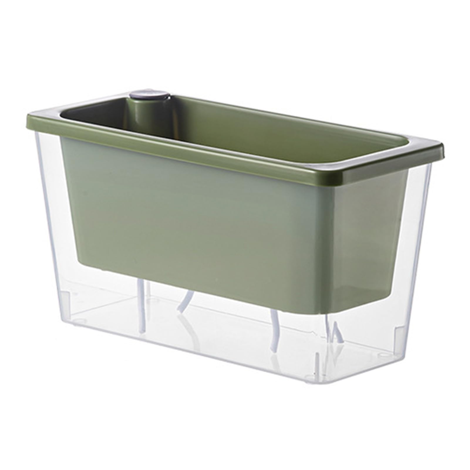Rikuuui Self Watering Planter Plastic Flowerpot with Reservoir Easy Refill Plant Pot Ropes for Succulents Scallions 26.5cm x 12cm Grey Container Balcony Windowsill Decor Green