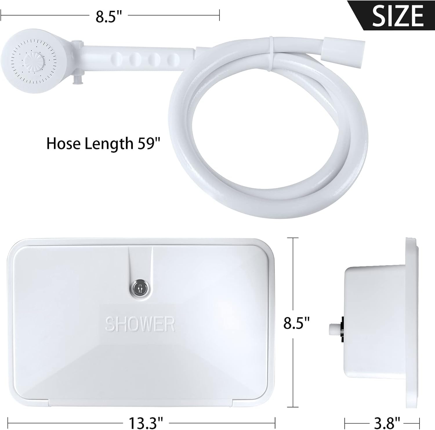 Kit de Caja de Ducha Exterior para Caravana,Kit De Caja De Ducha Con Interruptor De Frío Y Calor Con Cerradura, Ducha De Camping Para Autocaravana Marina Caravana
