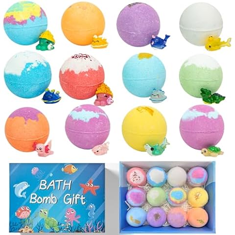 YORFULL 12 Pack Kids Bath Bombs with Toys Cover