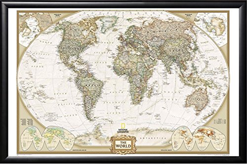 Poster Art House Push Pin Map National Geographic World Map with Push Pins Premium Matte Black Frame