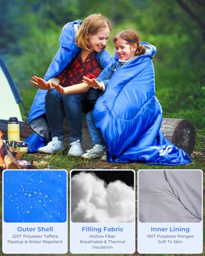 Sportneer Sleeping Bag - Wearable for Adults & Kids with Arm Zipper Holes in Cold & Warm Weather, Waterproof Portable Sleeping Bag for Camping, Hiking, Backpacking, Outdoor Travel - Image 5