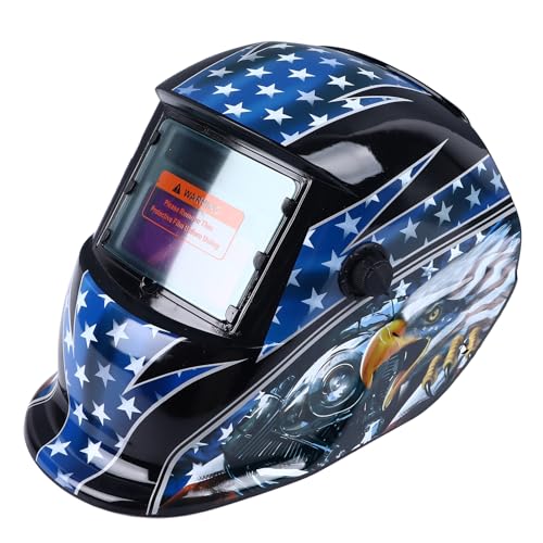 Tihebeyan Casco de Soldadura con Oscurecimiento Automático, Ajustable, con Energía Solar, Amplio Rango de Sombra para Soldadura por MIG TIG, Entusiasta del Bricolaje, Negro