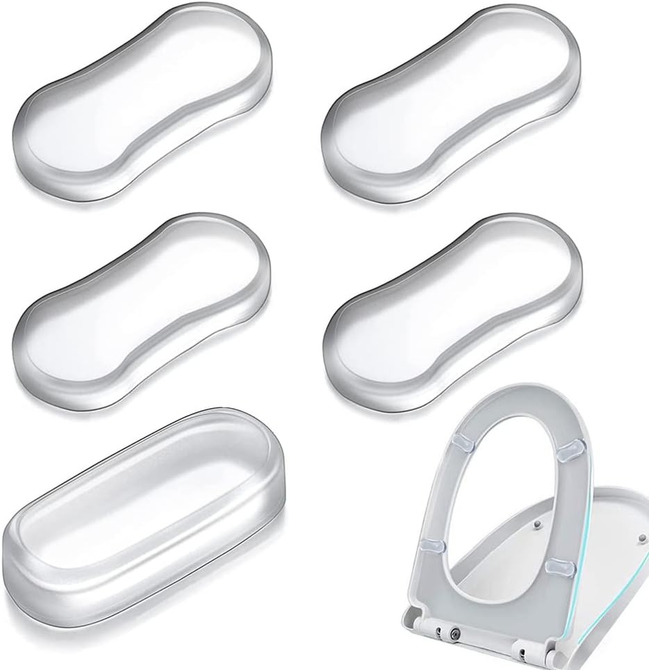 Mclcvp7re 5Pcs/Set Toilet Seat Bumper Replacement Kit Silicone Toilet Seat Buffer Transparent Toilet Lid Rubber Pad with Strong Adhesive for Home, Hotels, School Toilet