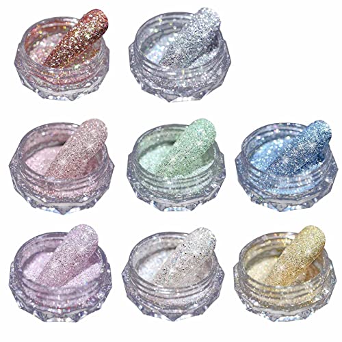 GZMAYUEN Paillettes Poudre Ongles 8Pcs Diamant Glitter Poudre Ongle Nail Art Décoration Ongles