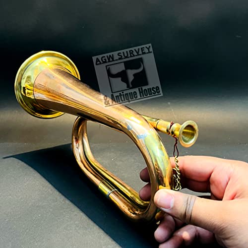 Antique Copper And Brass Trumpet Pocket Bugle - Military Scout Musical Instrument Signal Horn With Mouthpiece #TOP3