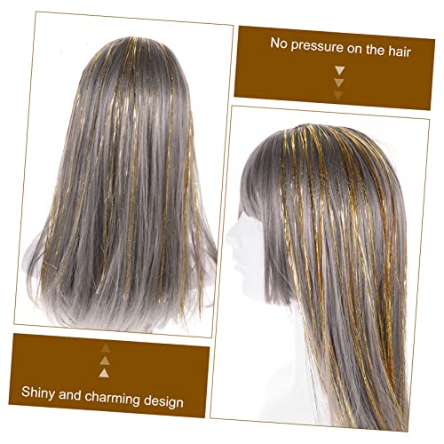 Beavorty 12 Peças Transmissor de cabelo flash enfeites de fios de brilho de cabelo peruca ouropel en