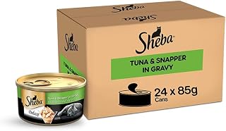 Sheba Deluxe Premium Adult (1+ Years) Wet Cat Food, Tuna & Snapper in Gravy, 85 g Can (Pack of 24), High-Moisture Gravy ca... Price In India
