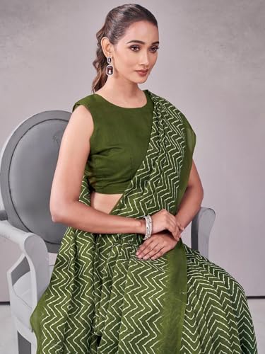 Image of Satrani Women's Chanderi Printed Saree with Unstitched Blouse Piece