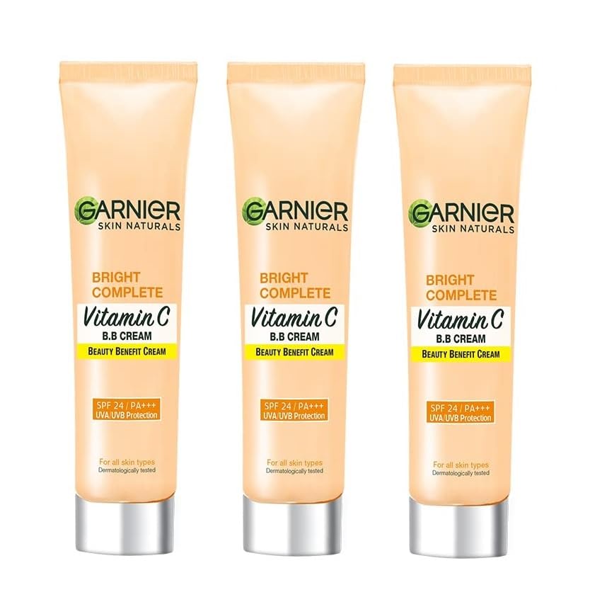 Garnier Bright Complete Vitamin C Matte Full Coverage Bb Cream For All Skin Types With Spf 24/Pa+++, Uva/Uvb Protection 9G (Pack Of 3) (27G)-image-21