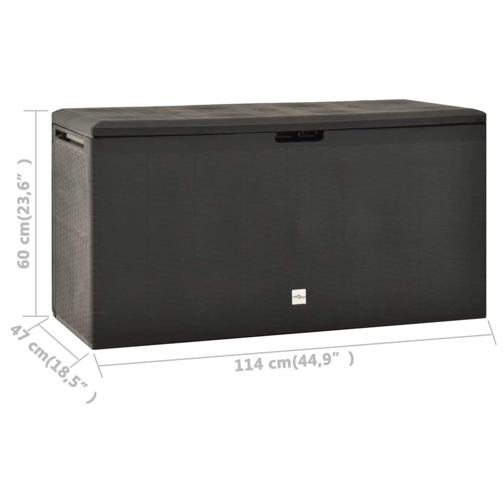 Baule da Giardino Antracite 114x47x60 cm,Baule da Giardino Effetto Legno Organizer Box Giocattoli Multibox Impermeabile Esterni