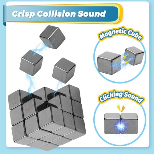 Image of Fidget Balls Magnet Toy for Adults, Square Black Magnetic Stones, Magnet Hand Roller, Magnetic Rocks for Office, Cool Magnetic Gadget Sciencce Kit (28PCS)