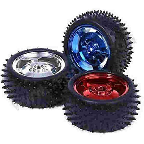 Firgelli Automations Rubber Tire Nylon Hub Wheel/OD: 85mm - Hex Head Adapter Hole Size 4mm Color Silver