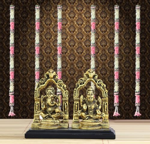Image of Tia Crafts Artificial White Gajra Jasmine & Colourful Flower Strings Wedding Decorations, Event Decor Perfect Diwali, Ganpati & Pooja /Temple /Mandir Decoration, 5Ft (Baby Pink - 5Ft, 6, 5 Feet)