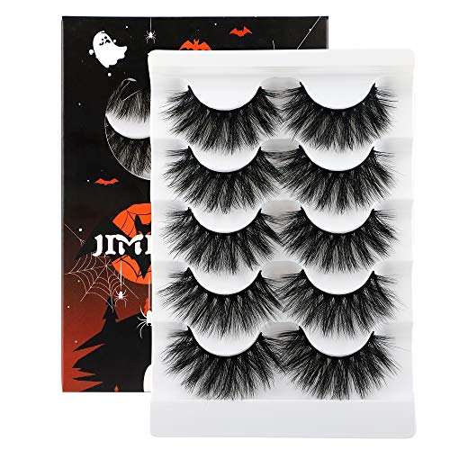 JIMIRE High Volume False Eyelashes Halloween Fluffy 3D Lashes Pack 5 Pairs