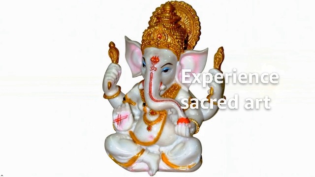 Estatua Blanca y Dorada de Lord Ganesh de Polvo de Mármol miniatura 7