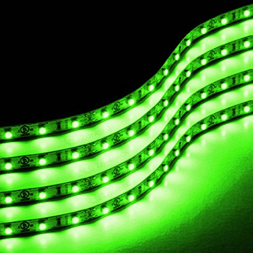 Zone Tech 30cm LED Car Flexible Waterproof Light Strip GREEN (pack of 4)