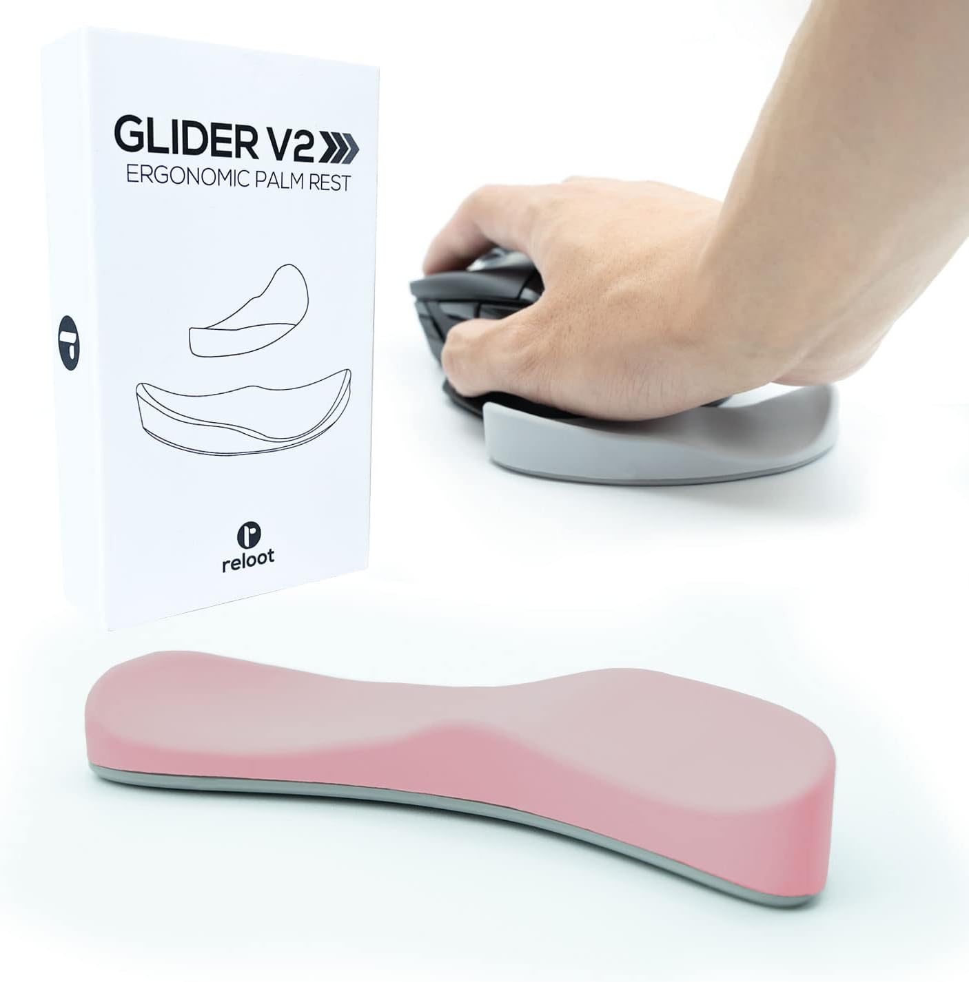 Reloot Glider v2 - Ergonomic Gliding Palm Rest, Soft Cooling Material, Sliding Wrist Pad That Moves with Your Mouse, Physician Designed for Carpal Tunnel Syndrome, Lightweight Wrist Rest (Pink)