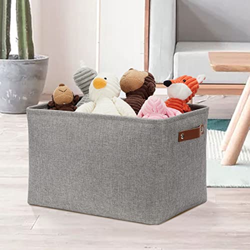 Image of DULLEMELO Collapsible Linen Storage Basket Large 16 inchx12 inchx12 inch Tall Rectangular Fabric Storage Bin for Organizing [1 Pack] Grey