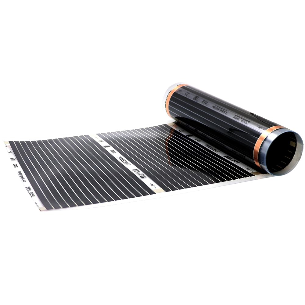 Pellicola a infrarossi per riscaldamento a pavimento, 80 W/m2, 50 cm x 5 m, a risparmio energetico | Max 35 ° C, installazione facile, efficienza energetica, per riscaldamento a pavimento