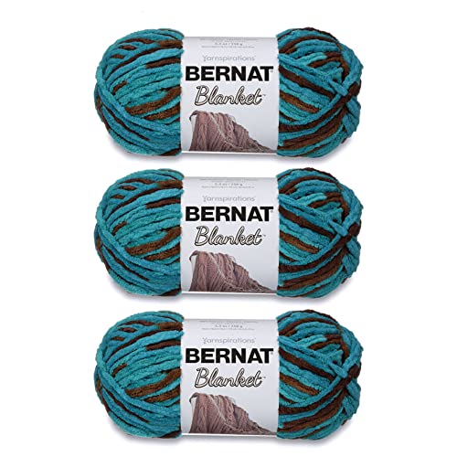 Image of Bernat Blanket Yarn Super Bulky Soft Chenille Yarn, Mallard Wood, 3-Pack | #6 Super Bulky Yarn, 100% Polyester, Soft Fluffy Blanket Yarn for Crochet, Knitting & Crafts, 108yds, 150g /5.3oz per skein