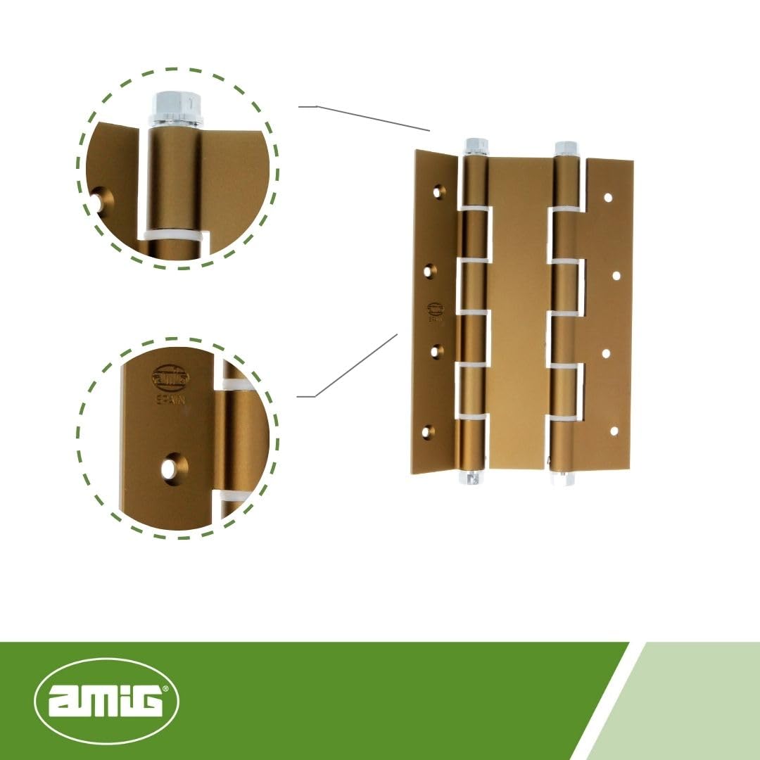 Amig - Charnière double action | 180 x 133 x 4 mm | Chants carrés | Verrouillage automatique et régulation de la puissance | Clé Allen incluse | Portes avec épaisseur maximale de 35 mm | Aluminium