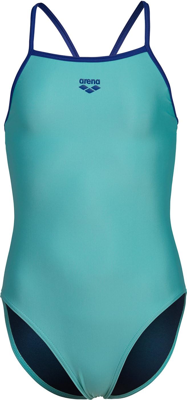 ARENA Girl's Swimsuit Light Drop SOLID NEON Blue Multi