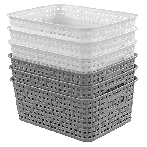 Lesbye Ensemble de 6 paniers de rangement en plastique, petits paniers de rangement de bureau Cover