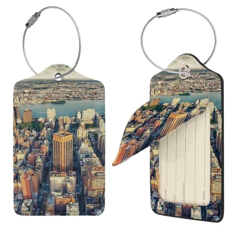 Étiquette à bagages en cuir Penthouse View pour sac de voyage