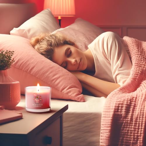 Image of CHILLFLAME Pink Candles, Scented Candle Gift Set for Stress Relief, 6 Votive Candles for Women and Men, Birthday Candle Gifts for Women, Candles Gifts for Women (Pink, 14 oz)
