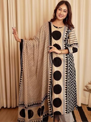 Image of Klosia Women Printed Straight Kurta and Pant Set with Dupatta | Printed Kurta Set | Cotton Kurta Set | Women Kurta Sets | Summer Suit |