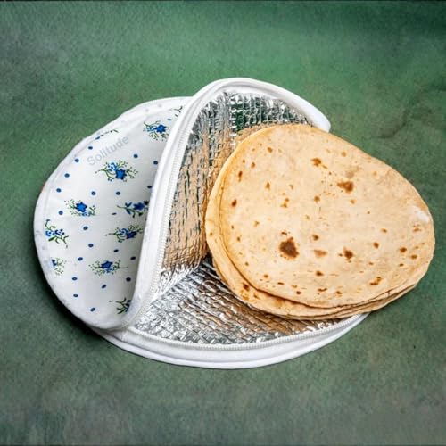 Image of Solitude Insulated Roti Cover with Zip - Premium Chapati Cloth Bag for Hot, Fresh Roti | Roti Insulation Bag | Chapati Cover Cloth for Casserole | Roti Pouch for Kitchen