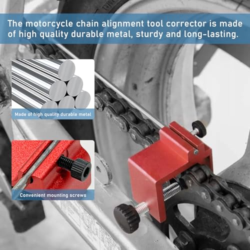 Image of KVAEY 2 PCS Chain Alignment Tool for Motorcycle, 08-0048 Aluminum Sprocket Chain Adjustment Tool, Quick & Accurate Professional Chain Alignment Tool Suitable for ATV Scooter Dirt Bike (Orange Red)