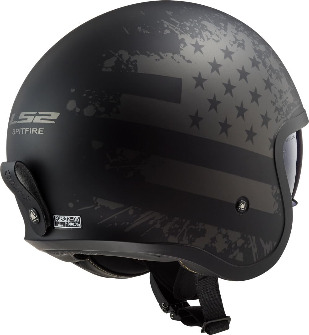 LS2 OF599 Spitfire II Black Flag Jethelm, schwarz matt/Titan, L (59/60)