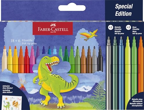 FABER-CASTELL - Set di pennarelli Dino, 24 colori