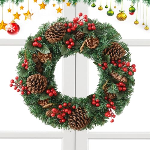 Couronne de Noël pour porte d'entrée rustique de 45cm - 2