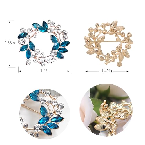 Image of Gyn&Joy Clear Crystal Rhinestone Floral Wreath Pin Brooch BZ005