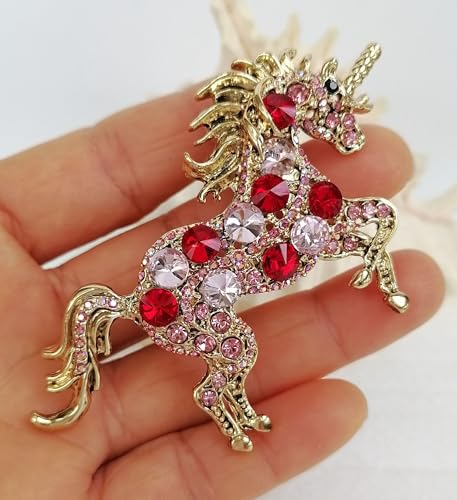 Image of Unique Animal Unicorn Horse Brooch Pin Pendant Austrian Crystal BZ6172