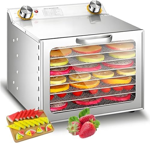 400W Commercial Food Dehydrator Machine - 6-Layer Meat & Fruit Dryer for Jerky, Mushrooms, Herbs - Professional Freeze Drying Equipment for Home & Kitchen