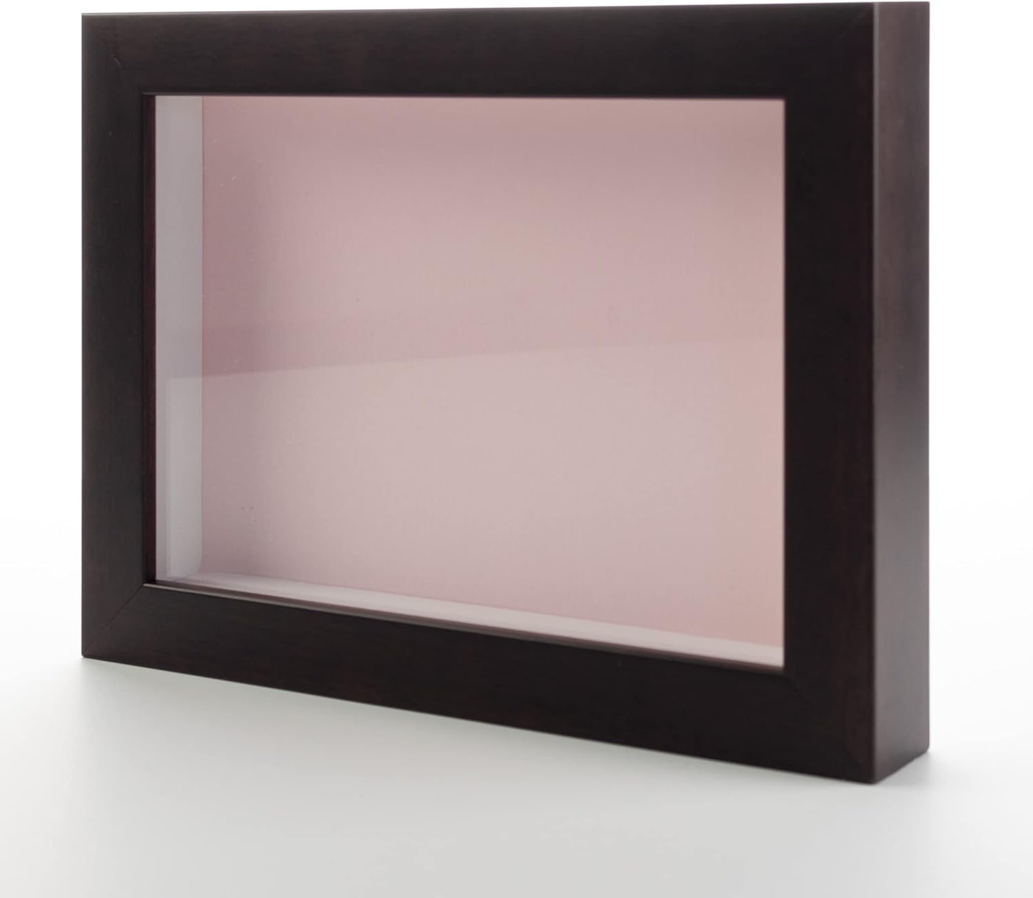 Dark Brown 24x36 Large Shadow Box Display Wooden Frame with Pink Acid-Free Backing UV Acrylic & Hanging Hardware - with 3/4" Usable Depth