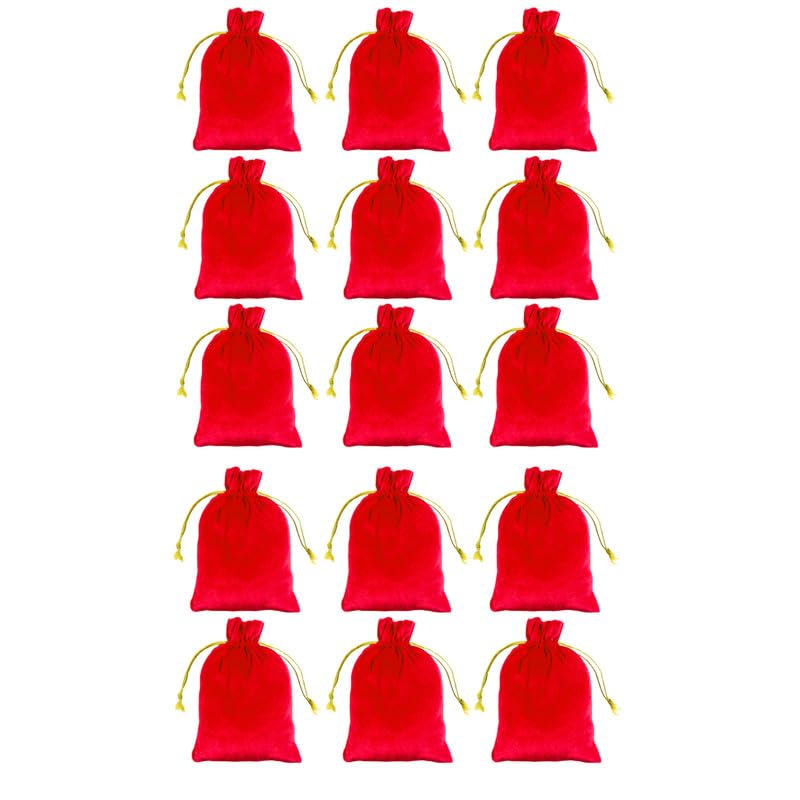 Dulhan DLC set of 15 Velvet Potli Bags for Return Gifts, 7x9 inch Red color pouch for Wedding gifts, Women Jwellery Handbag (B0CKW8RBXT) Amazon Price History, Amazon Price Tracker