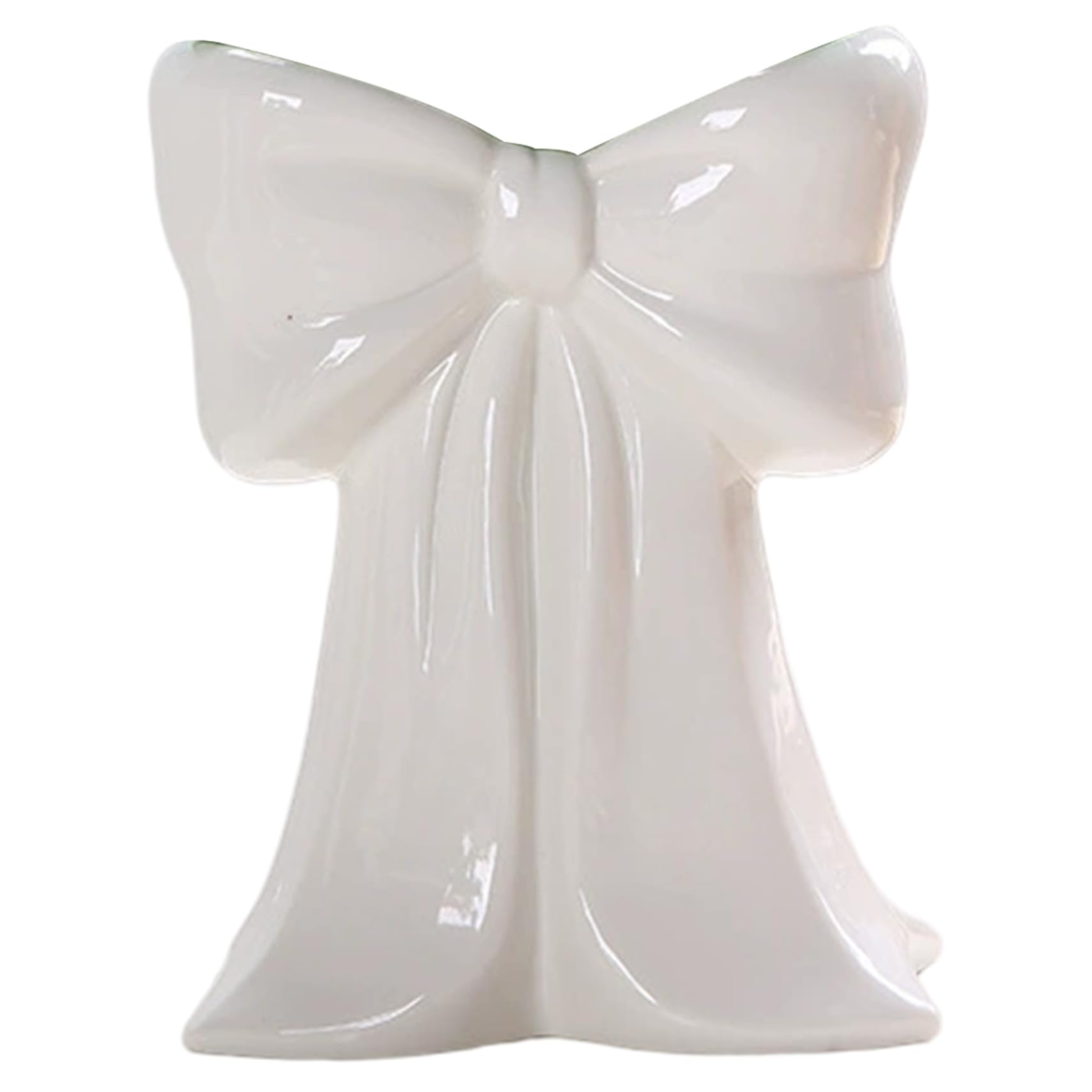 Uanqfegy Bow Vase - 6x5x3in Cute Ceramic Flower Vase, Elegant Smooth Bow Decor for Home Office Room Shelf Table, White