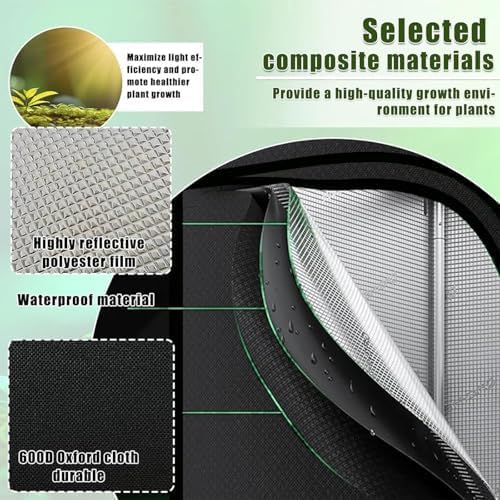 Kit de luz LED regulable de 200 W para plantas de interior, solución completa de jardinería interior con tela Oxford 600D, filtro de carbono de 4 pulgadas, tienda de campaña de 40 x 40 x 120 cm