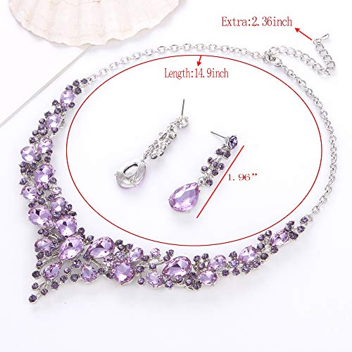 image for Molie Bridal Austrian Crystal Necklace and Earrings Jewelry Set Gifts 