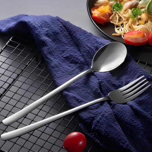 Image of BonZeaL Stainless Steel Silver Cutlery Set 3 Pieces Spoon Fork Chopstick Set Premium Silverware Set Flatware Set with Box Dinnerware Tableware Set Portable Travel Cutlery Set Gift for Travellers