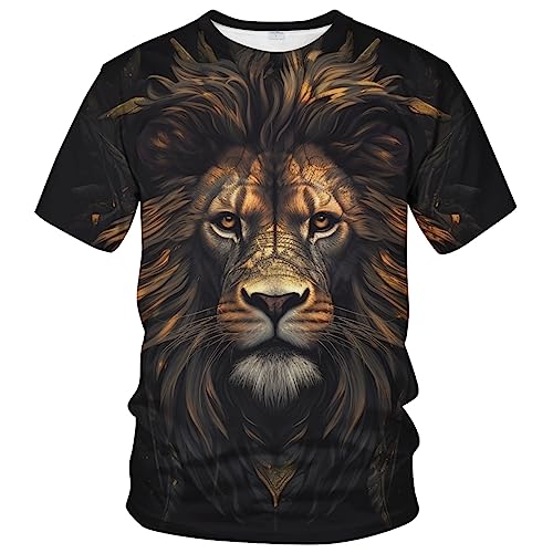 Mens Animal Lion 3D Print T-Shirt Casual Short Sleeve Tee Shirt2