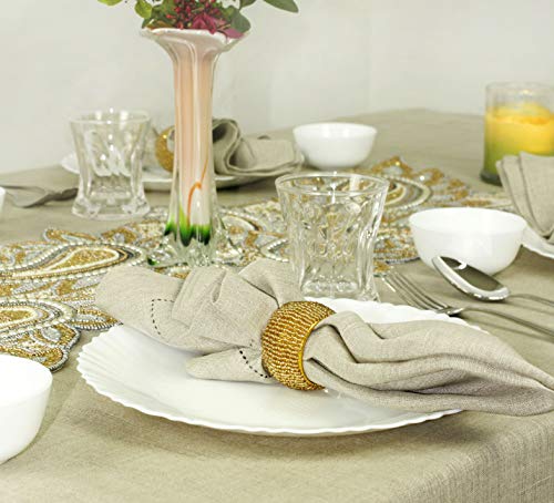 Cotton Craft Glitz Handmade Beaded Dining Table Napkin Rings - Set Of 12 - Halloween Harvest Autumn Fall Thanksgiving Holiday Christmas Xmas Celebration Festive Party Gift Décor - Gold #TOP7