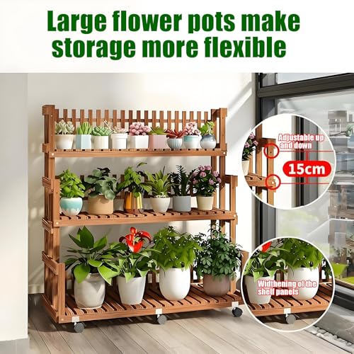 4-Tier Wooden Plant Stand, 90 cm Schowek na drabinę do użytku na zewnątrz, wytrzymały stojak na kwiaty z drewna sosnowego z drenażem do wystroju ogrodu domowego, ekologiczny naturalny design