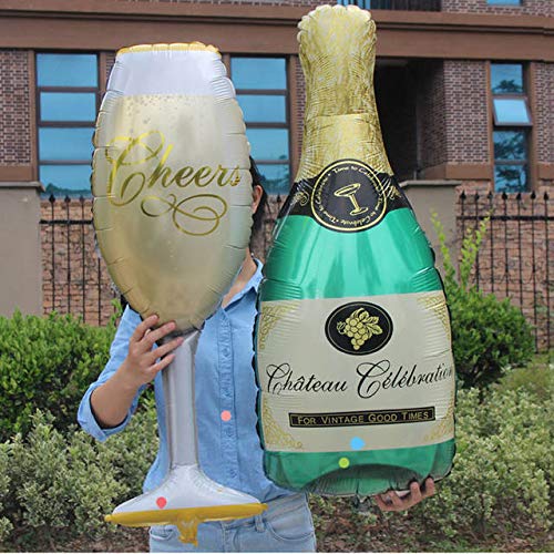 Balloonistics Large Champagne Wine Glass and Champagne Bottle Shaped Balloons 36 Inches - Image 3 thumbnail