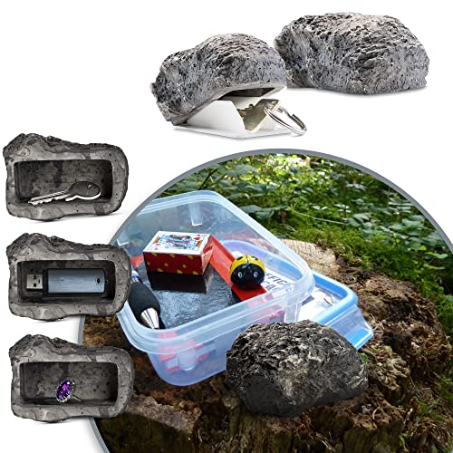 com-four® Schlüsselstein \medium hill\ - Steinimitat mit Geheimfach - Kunstgestein für Geocaching - Schlüsselversteck in Stein-Optik - Steinattrappe - künstlicher Findling