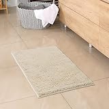 ORANIFUL Badvorleger Creme Groß Badematte rutschfest Waschbar Badematten & Badteppiche Superweicher Badezimmerteppich Teppich Badezimmer Badteppich Plüschteppich aus Mikrofaser (50x80 cm)